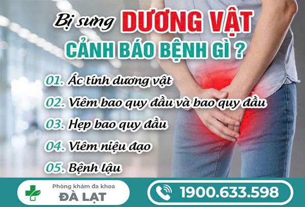 SƯNG ĐAU DƯƠNG VẬT GÂY CÁC BỆNH NAM KHOA NGUY HIỂM 