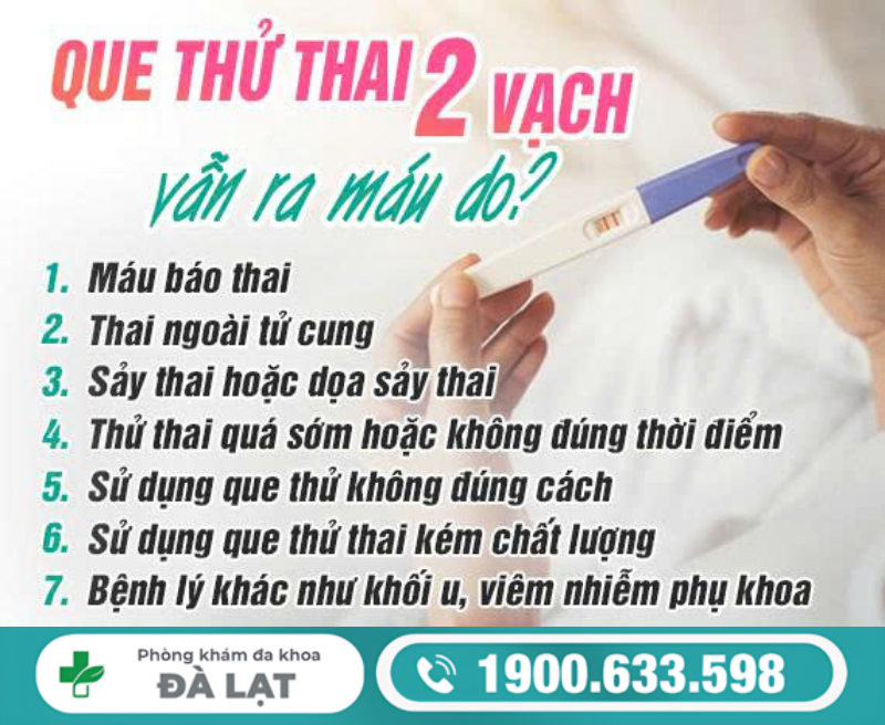 QUE THỬ THAI 2 VẠCH NHƯNG VẪN RA MÁU CÓ SAO KHÔNG?